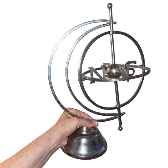 MCM Vintage Armillary W S E N World Globe Directional Metal Sphere Display - Picture 2 of 8